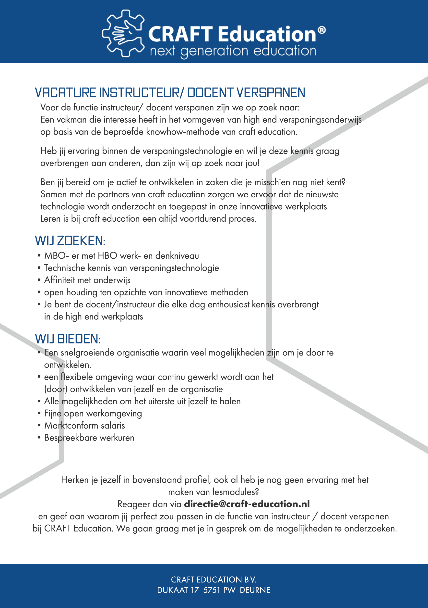 Vacature verspanen